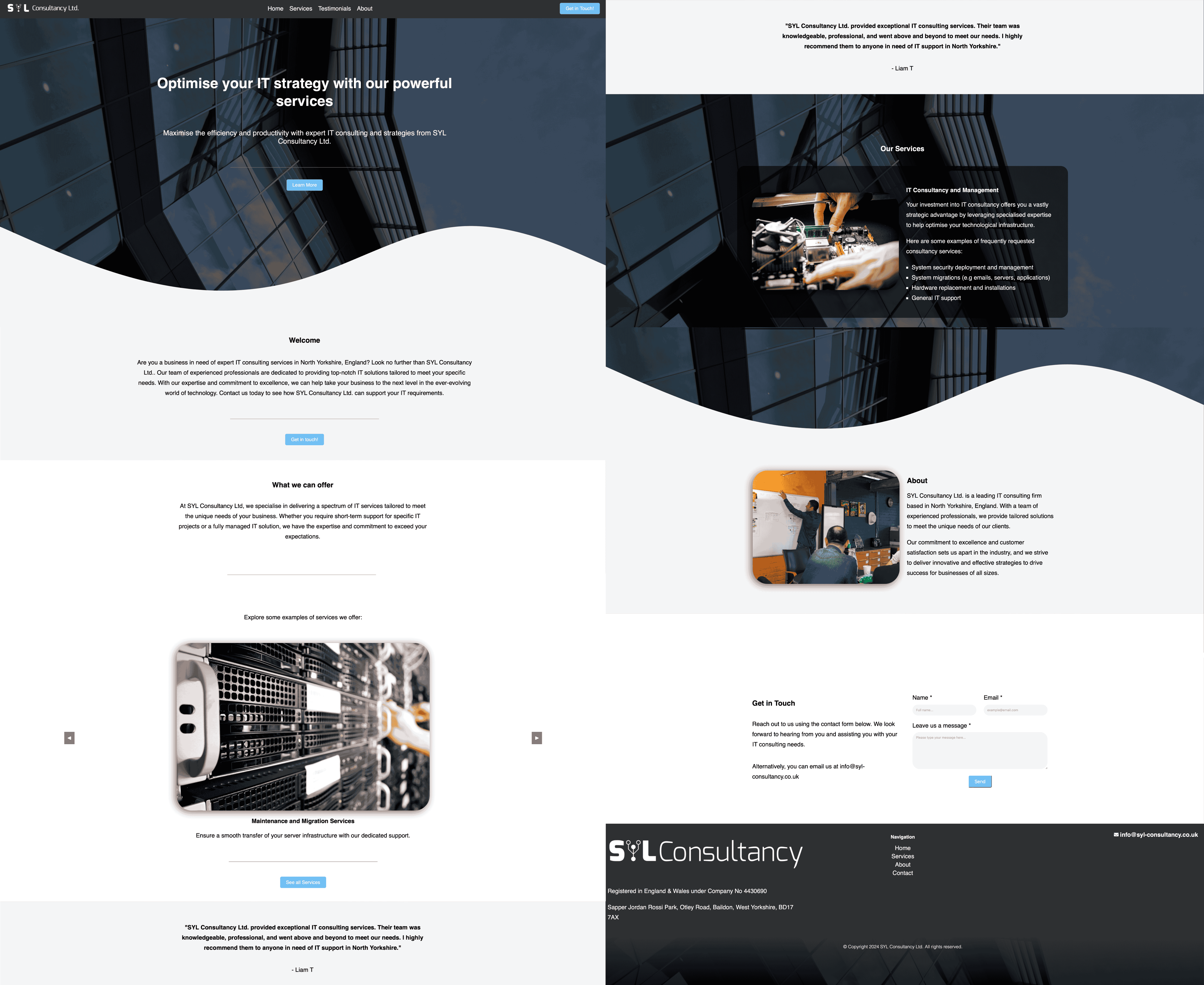 SYL Tech company website landing page consultancy leeds